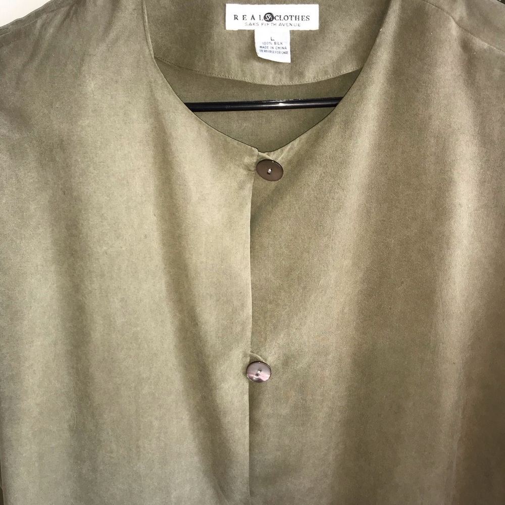 Saks Fifth Avenue Real Clothes 100% Silk Top & Slacks Set Size L See Desc/Measur - Picture 3 of 10